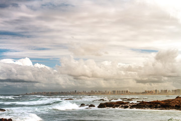 City of Salvador, Brazil, view from Itapua beach at sunset