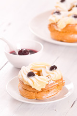 Zeppole with pastry cream. 