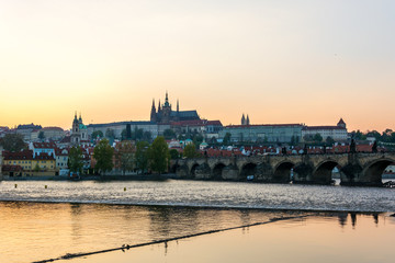 Fototapeta na wymiar The castle and Charles Bridge of Prague, Czech Republic