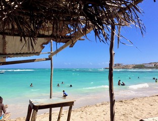 Sunny summer afternoon at beautiful Hellshire (Healthshire) Beach Portmore, Jamaica (St. Catherine...