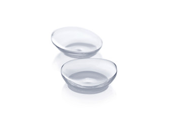 Contact lenses on white background