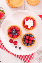 Tartlets with forest fruits. 