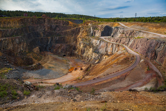 Mining Area of the Great Copper Mountain in Falun, Sweden - UNESCO World Heritage Site. The are an outstanding example of a technological ensemble with a historical industrial landscape.