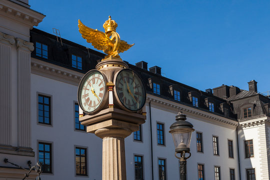 STOCKHOLM, SWEDEN - SEPTEMBER 20, 2016: Central Station clock, symbol of Swedish railways
