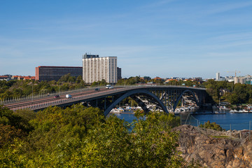 Modern car bridge in Stockholm, Sweden