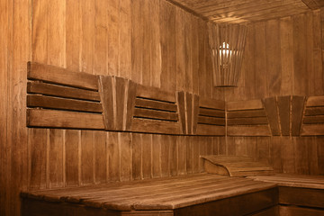 Interior view of modern sauna