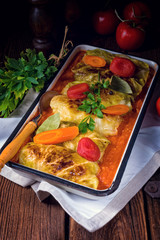 golabki - polish cabbage rolls in tomato sauce