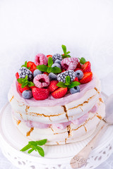 Pavlova with berry fruits