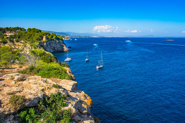 Spain Majorca coastline seascape at Portals Vells Calvia, Mediterranean Sea, Balearic Islands