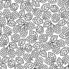 raspberry blackberry with leaves seamless pettern