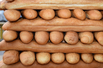 A great pyramid of fresh loaf loaves