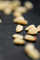 Pine Nuts on a slate slab (selective focus)