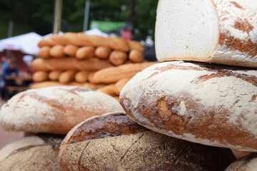 A great pyramid of fresh loaf loaves