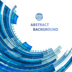 Technology abstract blue background with transparency hologram and shapes.