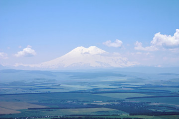 Fototapeta na wymiar View to Elbrus from mount Besh-Tau. Panorama
