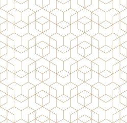 Wallpaper murals Gold abstract geometric seamless geometric line grid vector cubes pattern