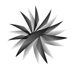 Black radial fan shaped logo or emblem