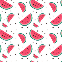 Watermelon Seamless Pattern Colorful Summer Ornament Background Style Vector Illustration