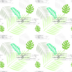 Palm Tree Leaves Seamless Pattern Tropical Ornament Background Style Vector Illustration