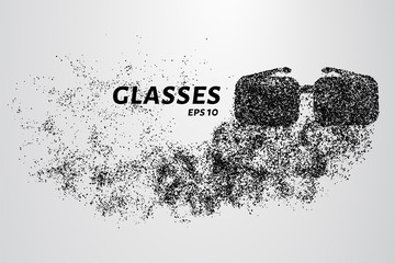 Fototapeta na wymiar Glasses of the particles. The glasses consists of small circles and dots. Vector illustration