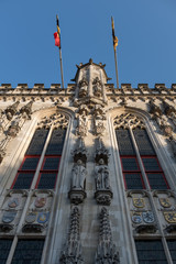 Details in facade of town hall on so-called 'Burg' square, Sunday 9 April 2017, Brugge, Belgium. © Erik_AJV