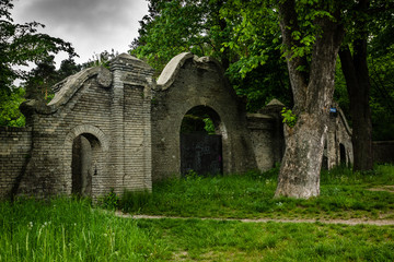 The gate to the palace in Zloty Potok, Silesia, Poland