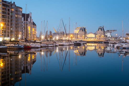View on harbour and train station of Ostend