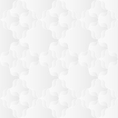 Neutral white texture. Abstract ribbon trellis background with 3d pleated paper effect. Vector seamless repeating pattern.