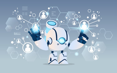 Modern Robot Artificial Intelligence Technology Social Media Communication Concept Flat Vector Illustration