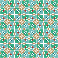 Colorful floral mosaic background in Moroccan style. Vector seamless repeating pattern. 