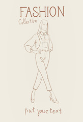 Fashion Collection Of Female Clothes Set Of Woman Models Wearing Trendy Clothing Sketch Vector Illustration