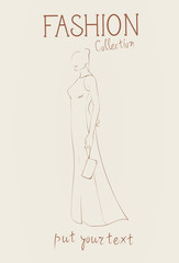 Fashion Collection Of Female Clothes Set Of Woman Models Wearing Trendy Clothing Sketch Vector Illustration