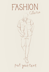 Fashion Collection Of Female Clothes Set Of Woman Models Wearing Trendy Clothing Sketch Vector Illustration