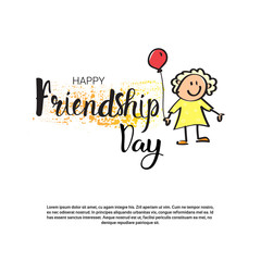 Happy Friendship Day Greeting Card Friends Holiday Banner Flat Vector Illustration