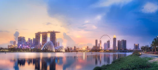 Foto auf Glas Hintergrund der Skyline von Singapur © boule1301