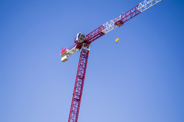 Construction crane hanging overhead