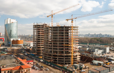 Construction Site with buildings and Crane