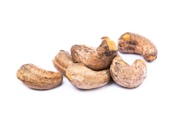  Roasted cashew nuts isolated on white background 