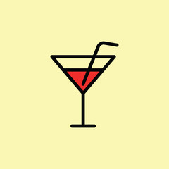 cocktail icon thin line color