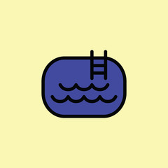 pool icon thin line on color background