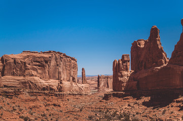 Fototapeta na wymiar picturesque rocky valley in Arches National Park, Utah, USA