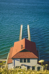 Boat house on the water