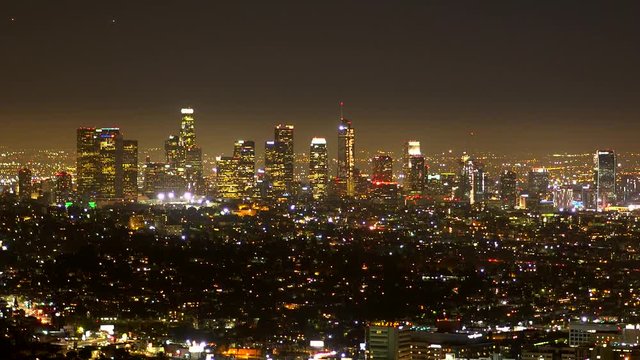 Downtown Los Angeles - aerial view at night