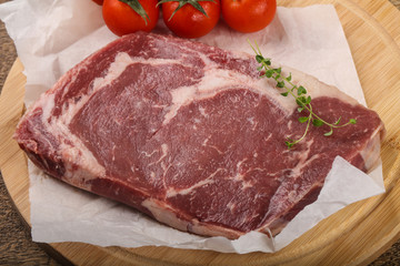 Raw ribeye steak