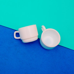 A pair of coffee cups. Minimal art design