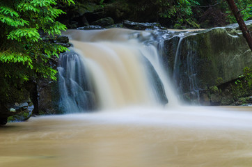 Obraz premium background landscape with waterfall in Yaremche vilage in Ukraine