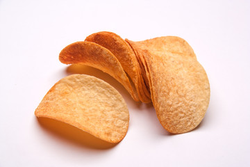 Potato chips isolated on white background