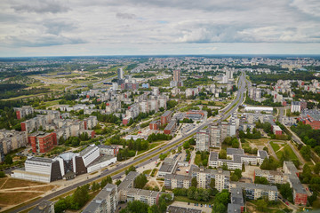 Aerial view of residential district of Vilnius taken form TV tower