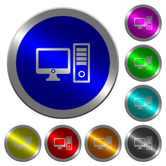 Desktop computer luminous coin-like round color buttons