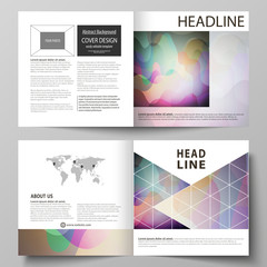 Fototapeta premium Business templates for bi fold square brochure, magazine, flyer, annual report. Leaflet cover, flat style vector layout. Bright color pattern, colorful design with shapes forming abstract background.